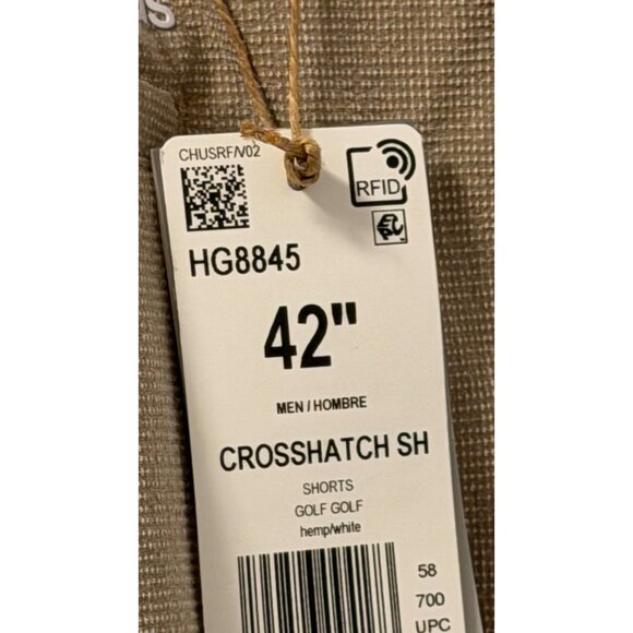 Adidas Crosshatch Golf Shorts Khaki 42" Waist Mens Casual Outdoor Bottoms. NWT - Picture 3 of 11